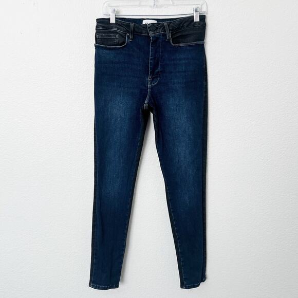 [Frame] Le One Skinny Two Tone Stretch Teller Mid Rise Jeans Ankle Length Sz 30 - Picture 2 of 11